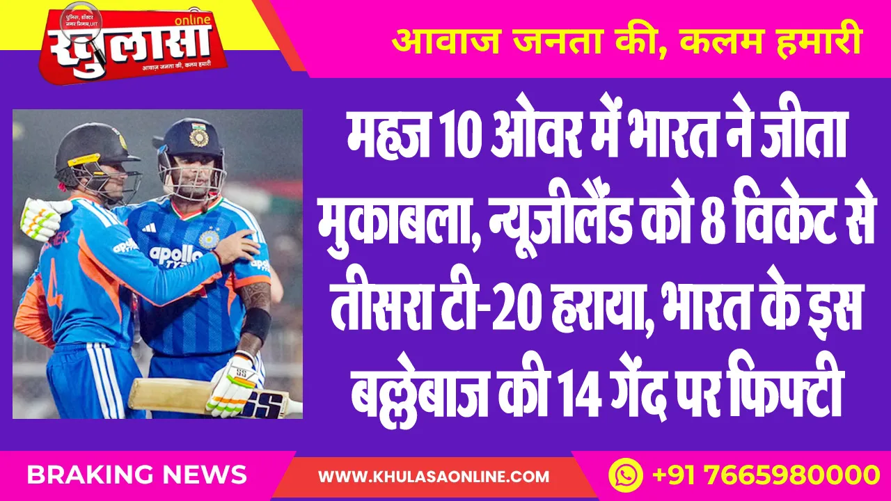 महज 10 ओवर में भारत ने जीता मुकाबला, न्यूजीलैंड को 8 विकेट से तीसरा टी-20 हराया, भारत के इस बल्लेबाज की 14 गेंद पर फिफ्टी