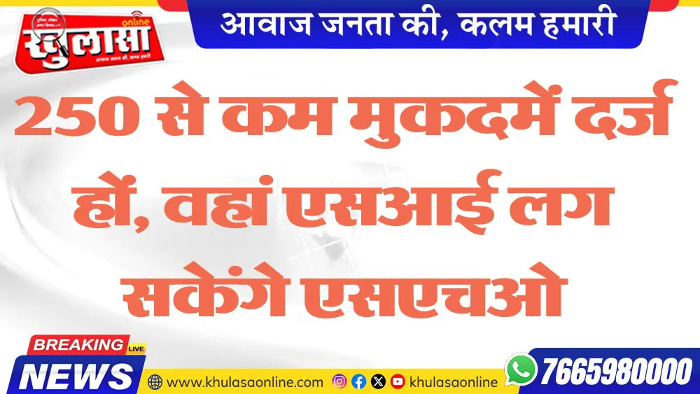 250 से कम मुकदमें दर्ज हों, वहां एसआई लग सकेंगे एसएचओ