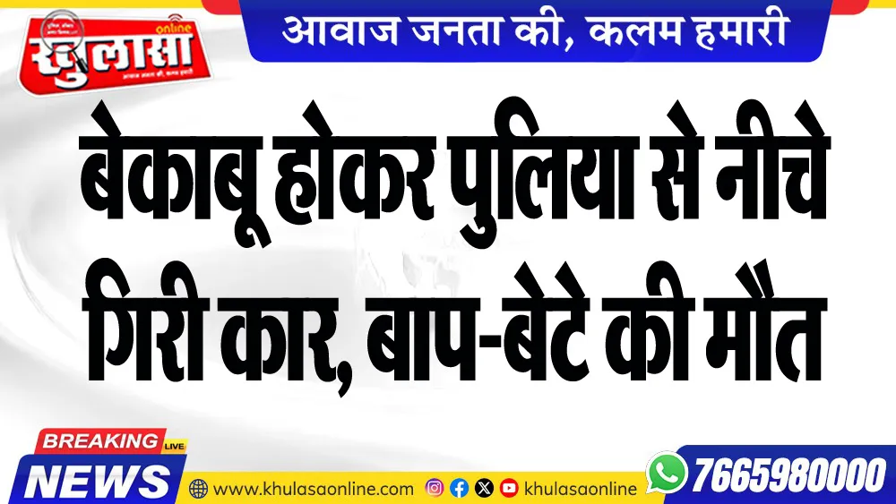 बेकाबू होकर पुलिया से नीचे गिरी कार, बाप-बेटे की मौत