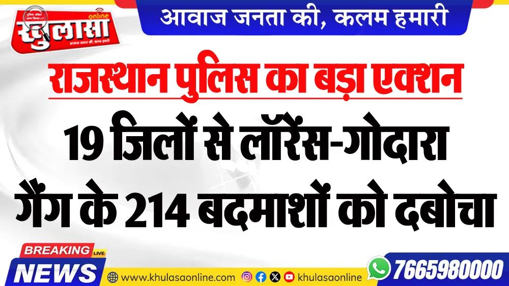 राजस्थान पुलिस का बड़ा एक्शन : 19 जिलों से लॉरेंस-गोदारा गैंग के 214 बदमाशों को दबोचा