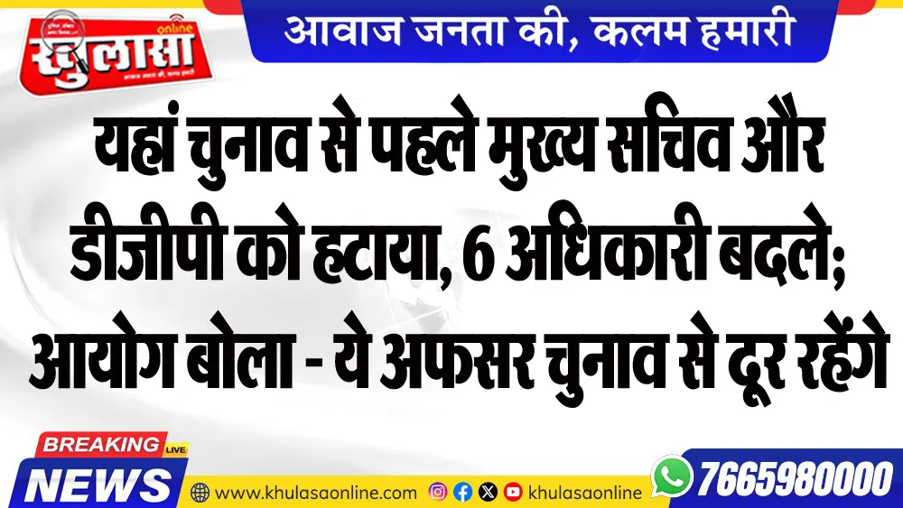 यहां चुनाव से पहले मुख्य सचिव और डीजीपी को हटाया, 6 अधिकारी बदले; आयोग बोला - ये अफसर चुनाव से दूर रहेंगे