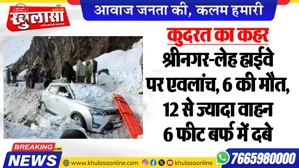 कुदरत का कहर : श्रीनगर-लेह हाईवे पर एवलांच, 6 की मौत, 12 से ज्यादा वाहन 6 फीट बर्फ में दबे