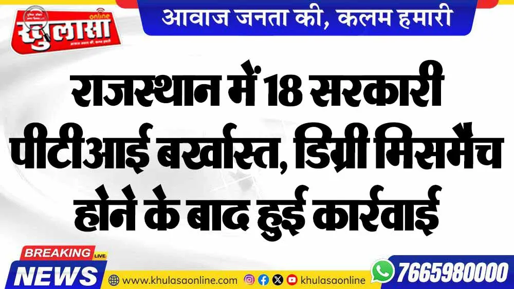 राजस्थान में 18 सरकारी पीटीआई बर्खास्त, डिग्री मिसमैच होने के बाद हुई कार्रवाई
