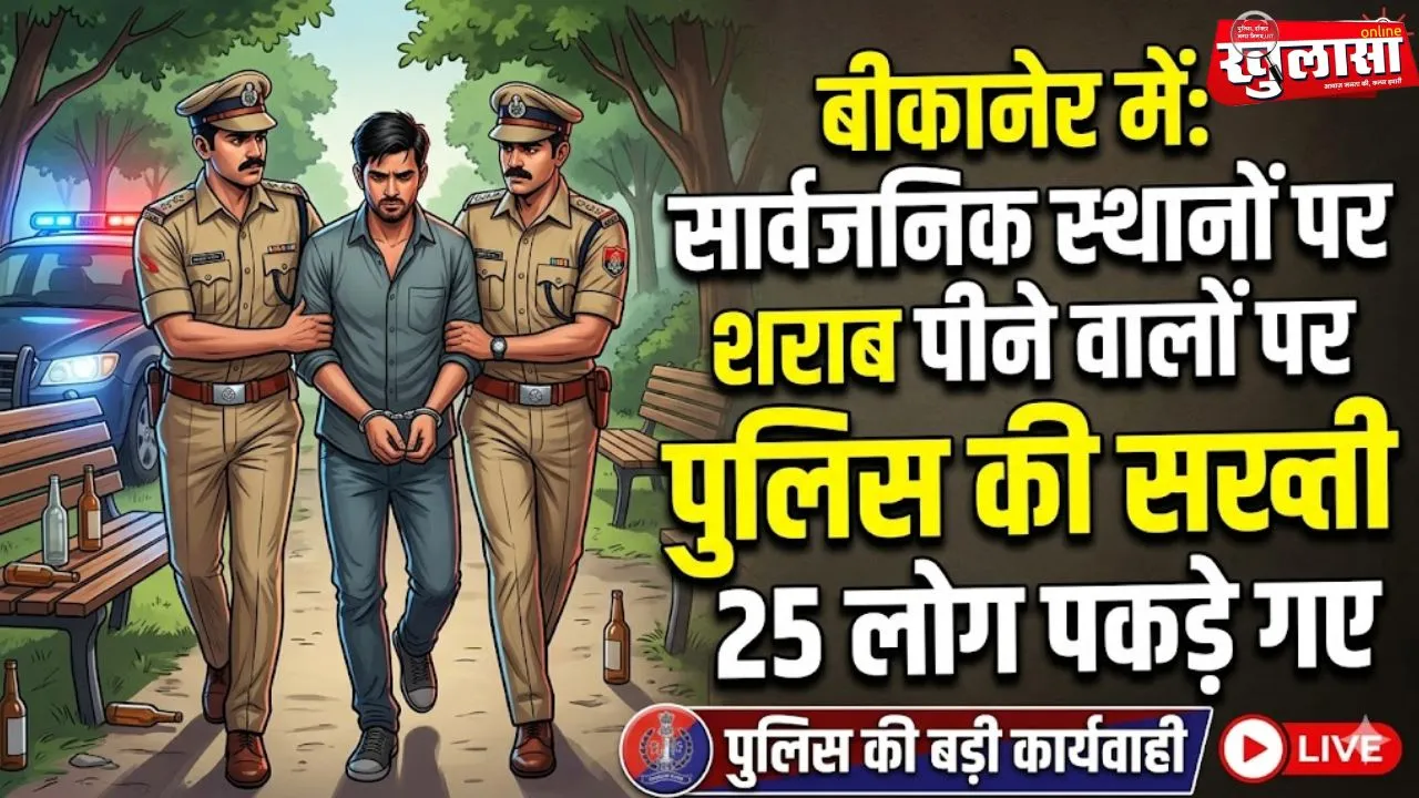 बीकानेर में सार्वजनिक स्थानों पर शराब पीने वालों पर पुलिस की सख्ती, 25 लोग पकड़े गए