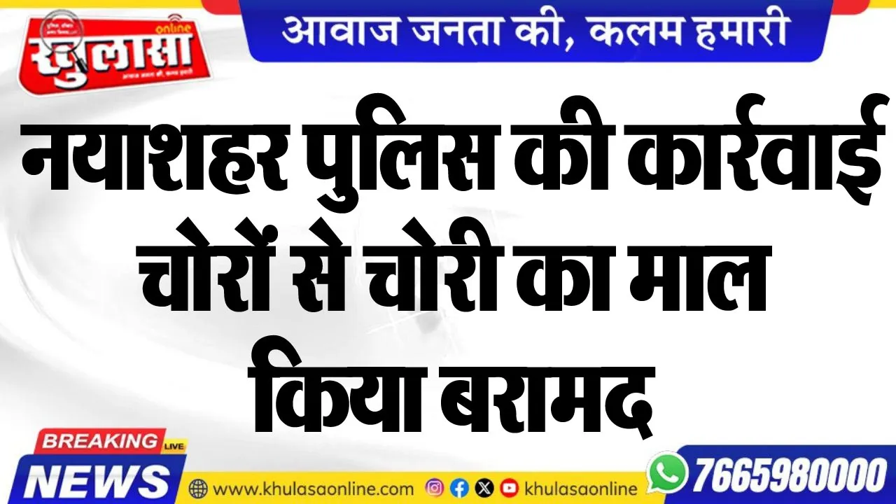 नयाशहर पुलिस की कार्रवाई, चोरों से चोरी का माल किया बरामद