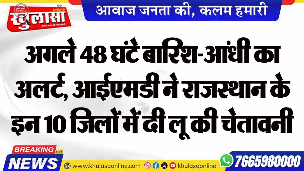 अगले 48 घंटे बारिश-आंधी का अलर्ट, आईएमडी ने राजस्थान के इन 10 जिलों में दी लू की चेतावनी