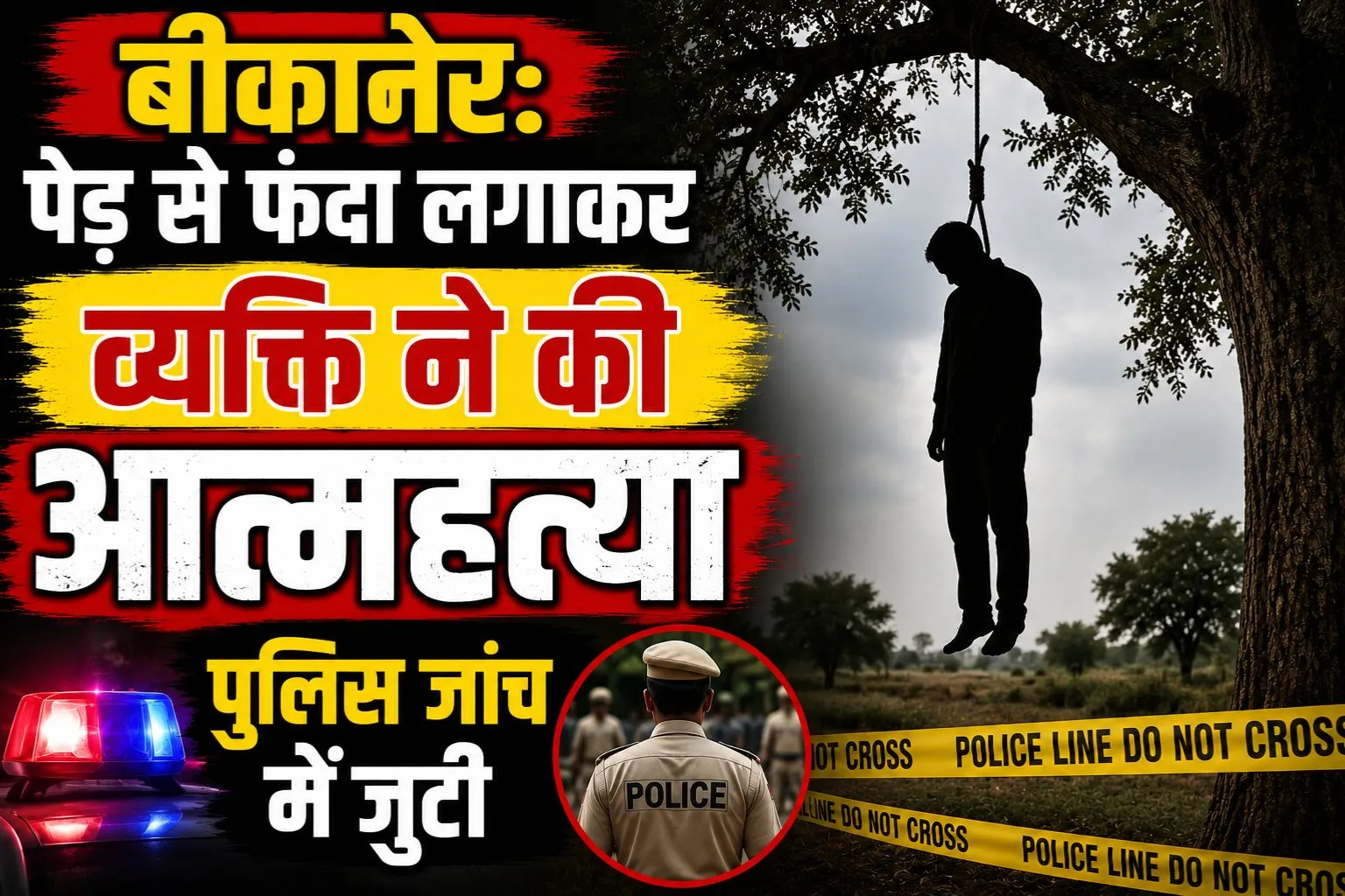 बीकानेर: पेड़ से फंदा लगाकर व्यक्ति ने की आत्महत्या, पुलिस जांच में जुटी