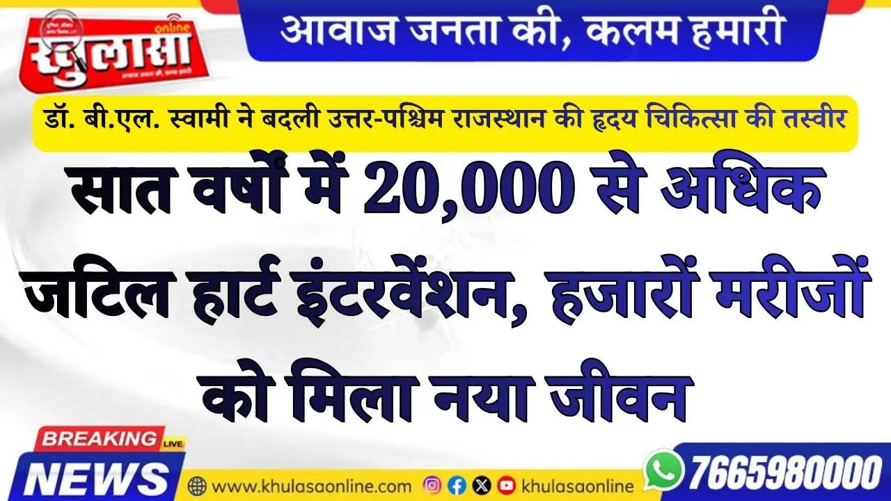डॉ. बी.एल. स्वामी ने बदली उत्तर-पश्चिम राजस्थान की हृदय चिकित्सा की तस्वीर