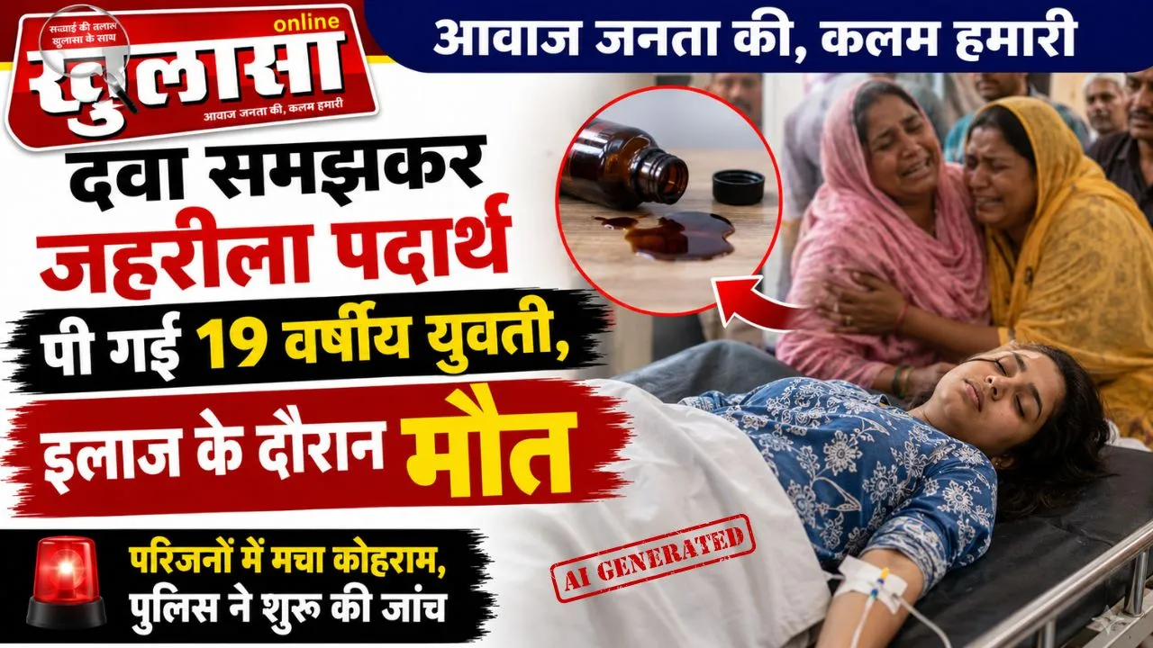 दवा समझकर जहरीला पदार्थ पी गई 19 वर्षीय युवती, इलाज के दौरान मौत