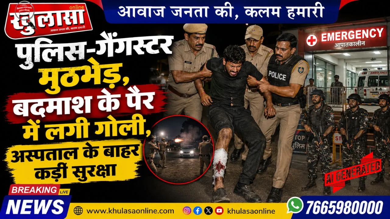 पुलिस-गैंगस्टर मुठभेड़, बदमाश के पैर में लगी गोली, अस्पताल के बाहर कड़ी सुरक्षा