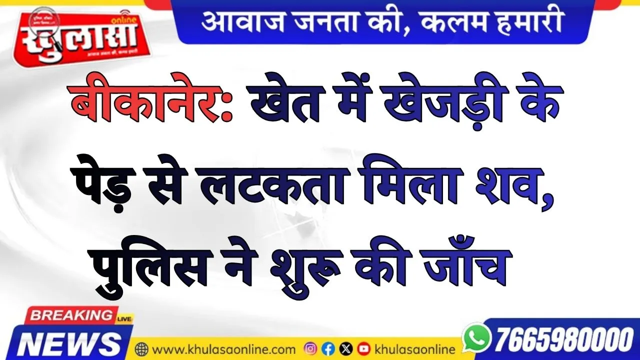 बीकानेर: खेत में खेजड़ी के पेड़ से लटकता मिला शव, पुलिस ने शुरू की जाँच
