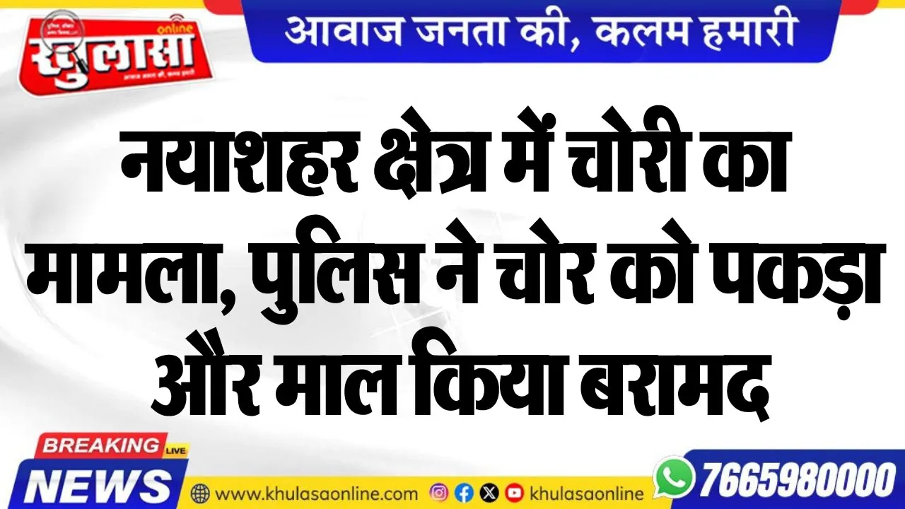 नयाशहर क्षेत्र में चोरी का मामला, पुलिस ने चोर को पकड़ा और माल किया बरामद