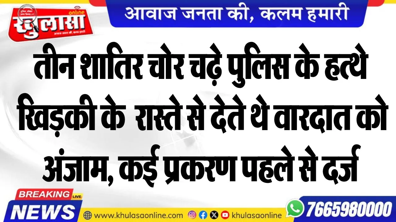 तीन शातिर चोर चढ़े पुलिस के हत्थे, खिड़की के रास्ते से देते थे वारदात को अंजाम, कई प्रकरण पहले से दर्ज