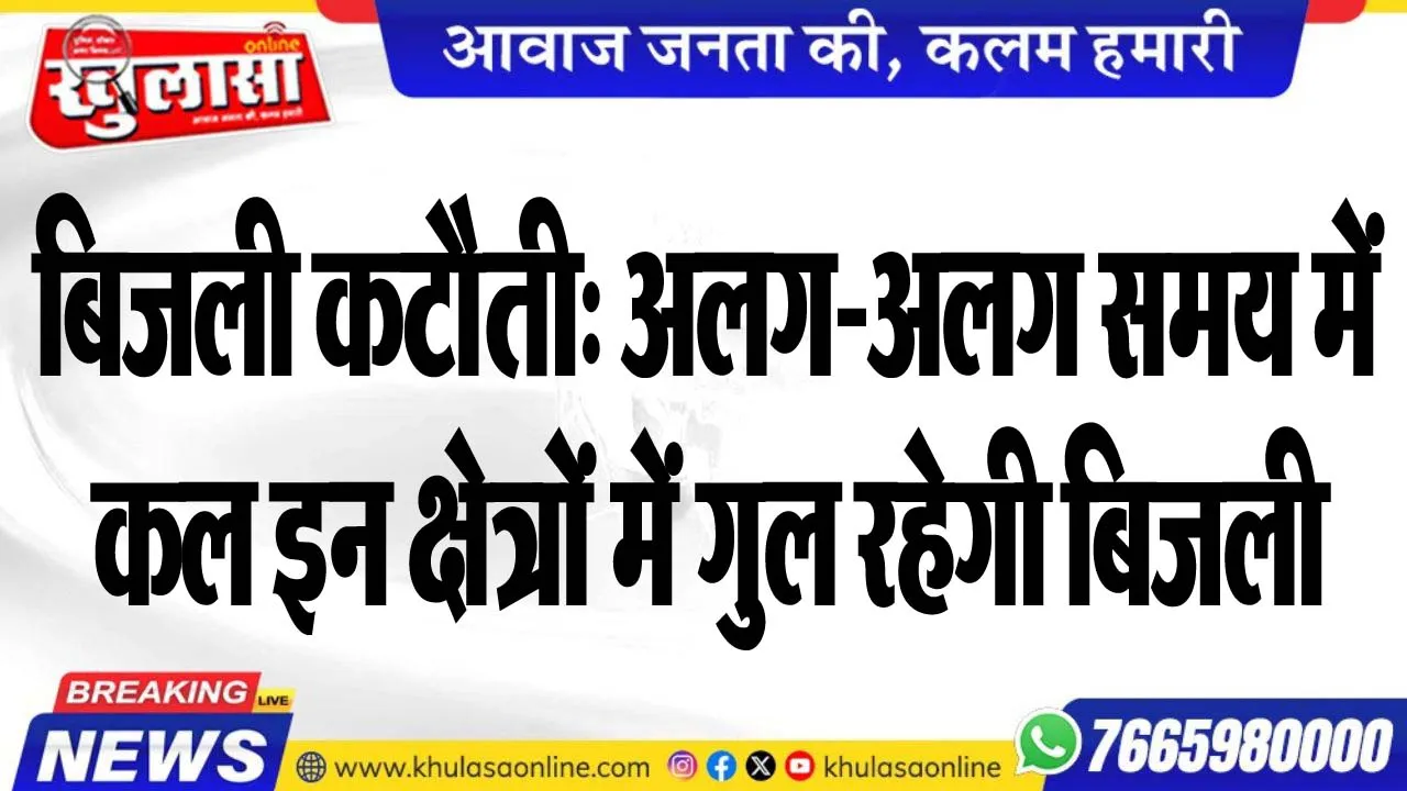 बिजली कटौती: अलग-अलग समय में कल इन क्षेत्रों में गुल रहेगी बिजली