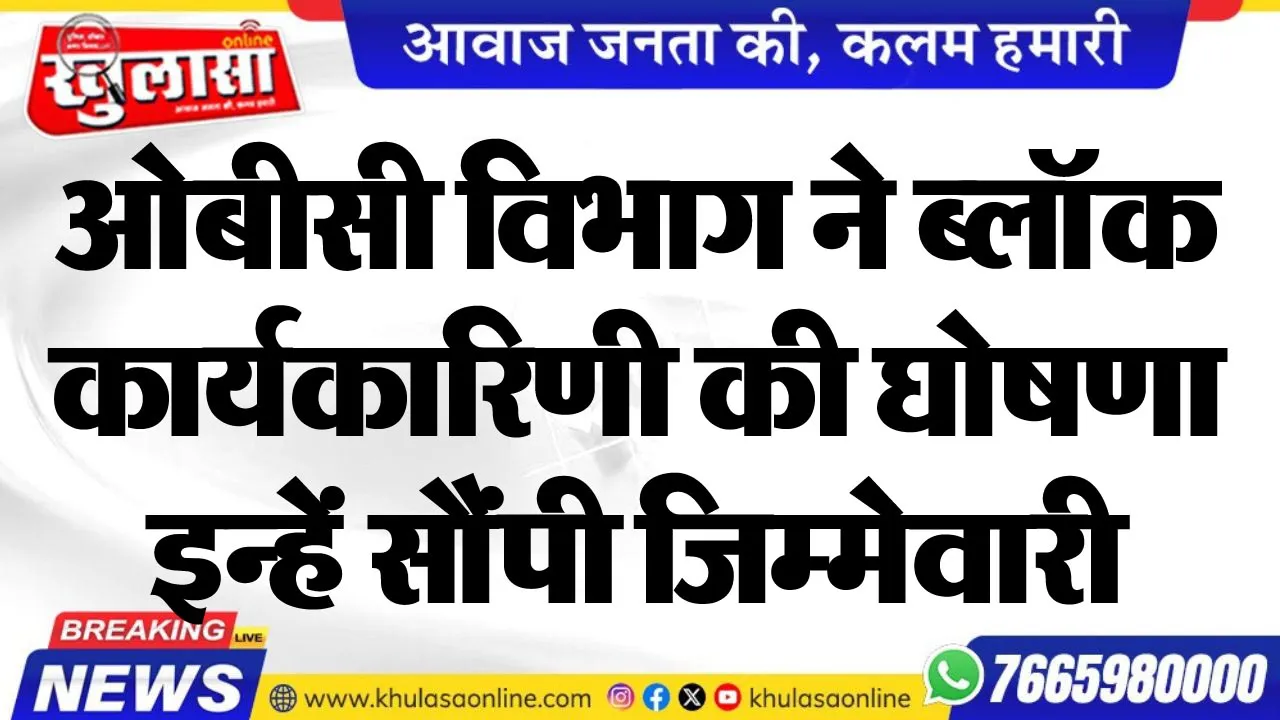 ओबीसी विभाग ने ब्लॉक कार्यकारिणी की घोषणा, इन्हें सौंपी जिम्मेवारी