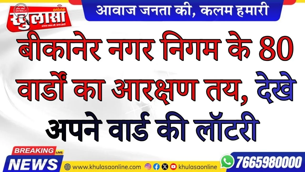 बीकानेर नगर निगम के 80 वार्डों का आरक्षण तय, देखे अपने वार्ड की लॉटरी