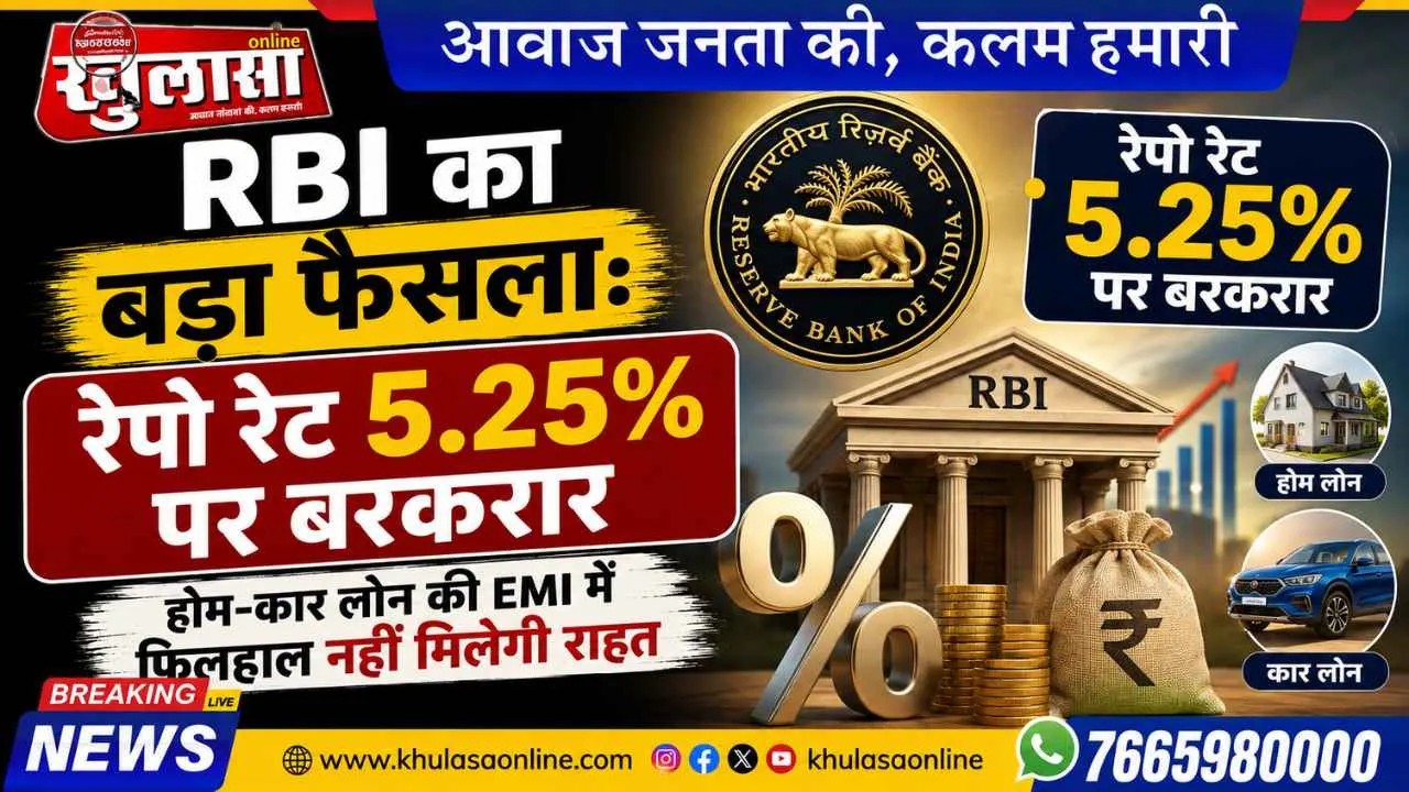 RBI का बड़ा फैसला: रेपो रेट 5.25% पर बरकरार, होम-कार लोन की EMI में फिलहाल नहीं मिलेगी राहत