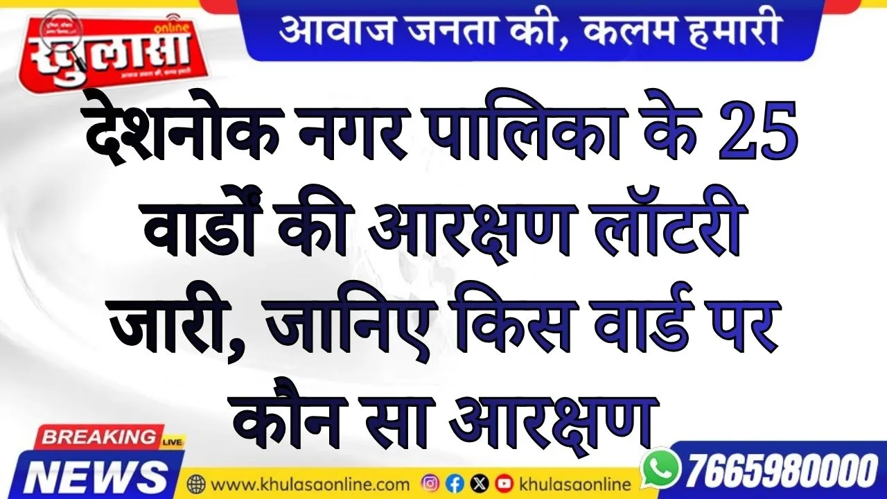 देशनोक नगर पालिका के 25 वार्डों की आरक्षण लॉटरी जारी, जानिए किस वार्ड पर कौन सा आरक्षण