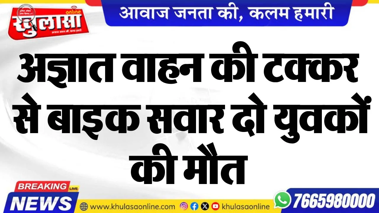 अज्ञात वाहन की टक्कर से बाइक सवार दो युवकों की मौत