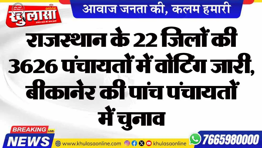 राजस्थान के 22 जिलों की 3626 पंचायतों में वोटिंग जारी, बीकानेर की पांच पंचायतों में चुनाव