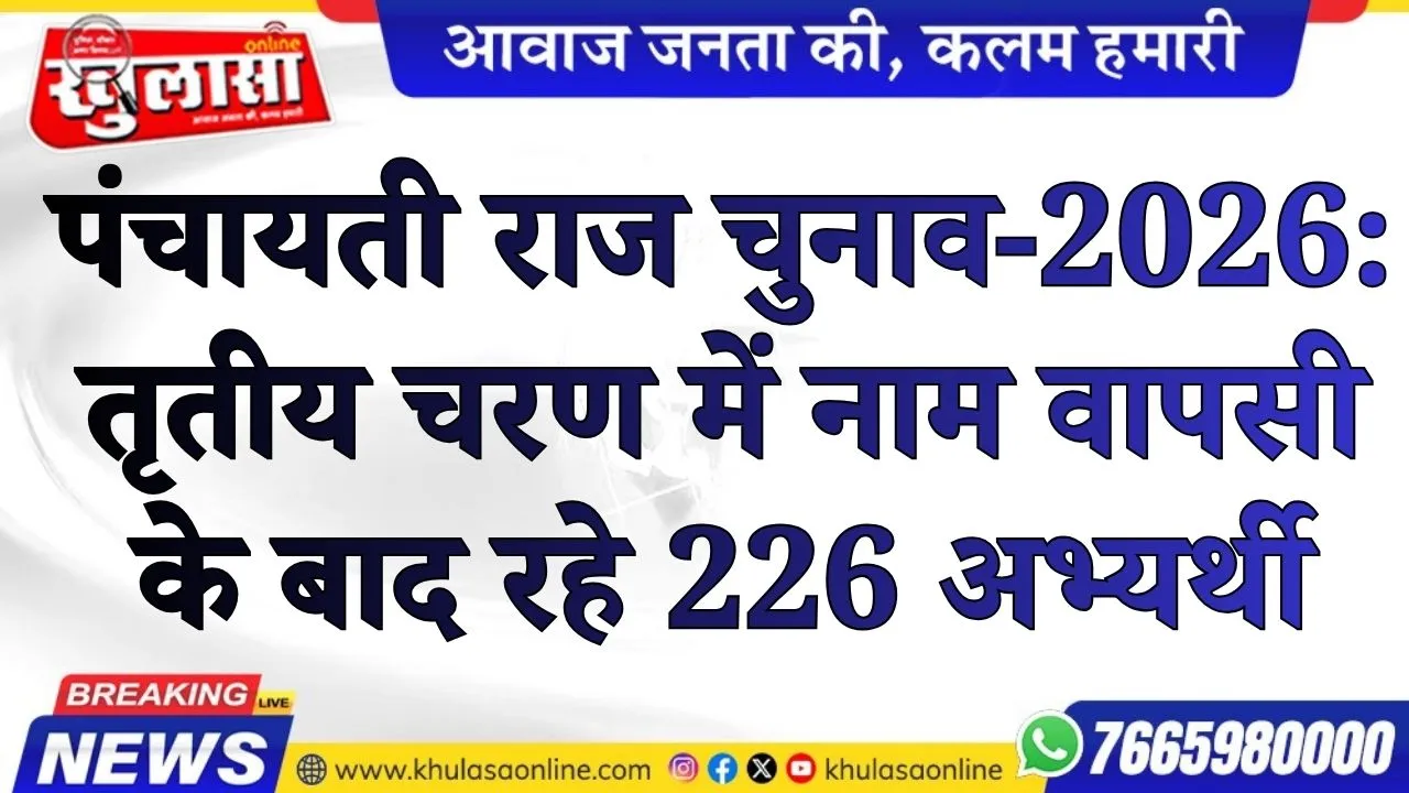 पंचायती राज चुनाव-2026: तृतीय चरण में नाम वापसी के बाद रहे 226 अभ्यर्थी