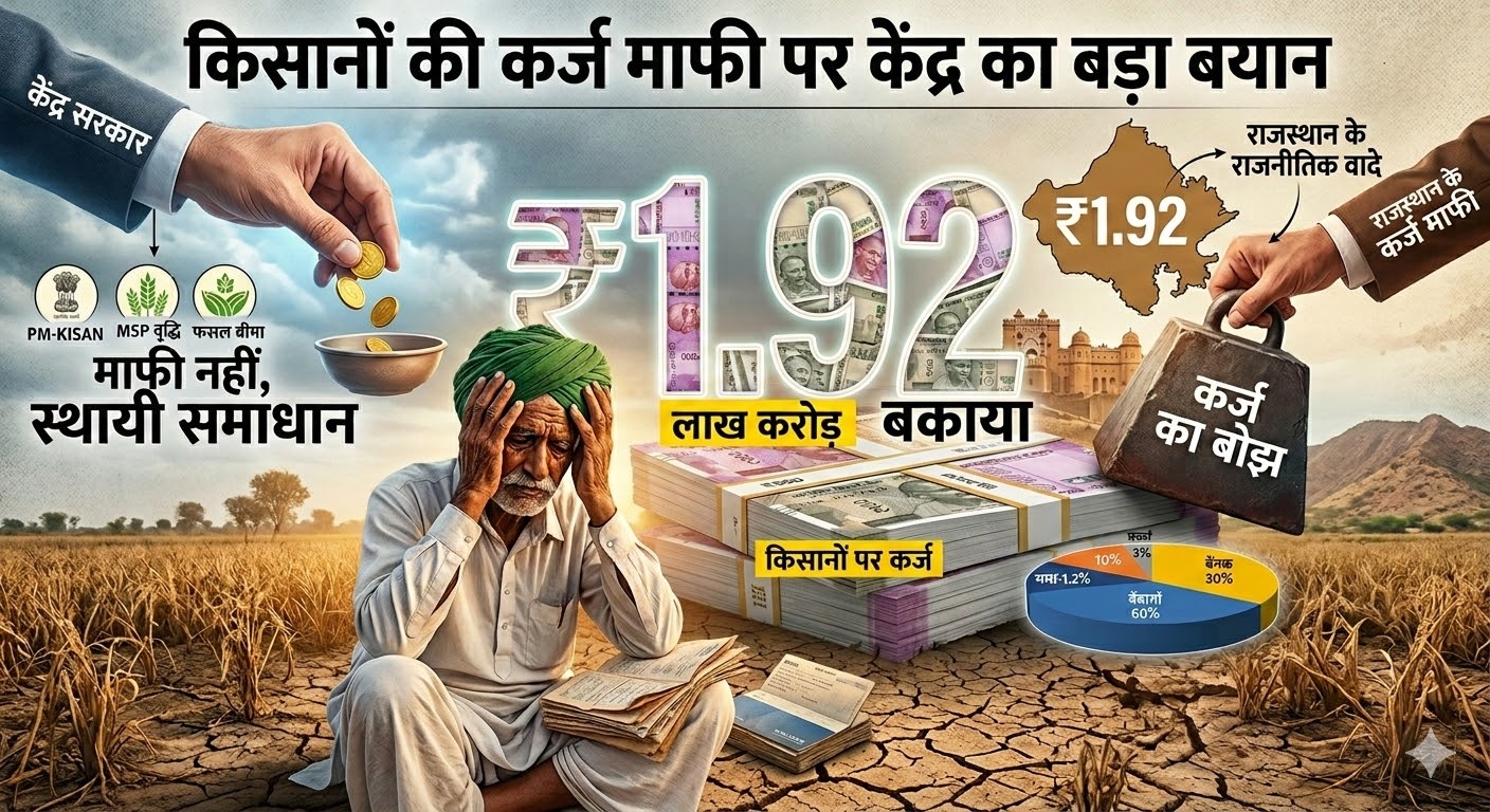 किसानों की कर्ज माफी पर केंद्र का बड़ा बयान, राजस्थान पर ₹1.92 लाख करोड़ बकाया