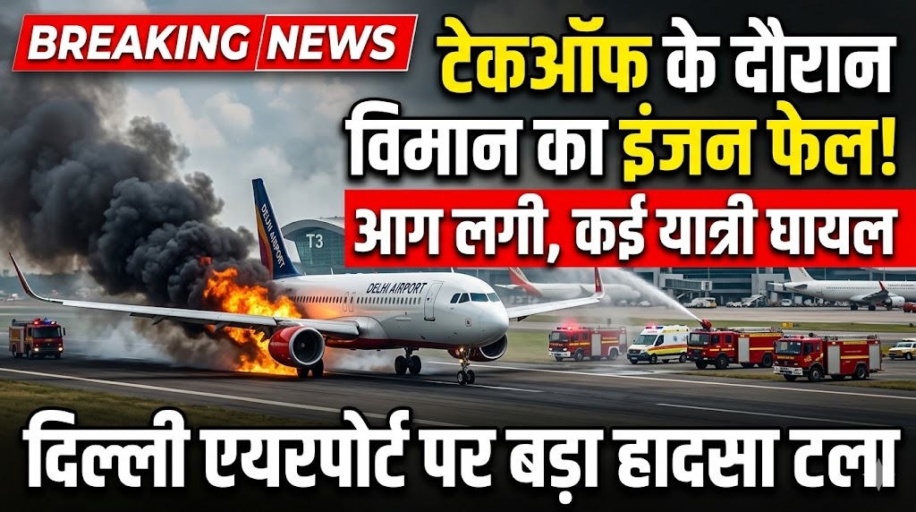 टेकऑफ के दौरान विमान का इंजन फेल,आग लगी, कई यात्री घायल, दिल्ली एयरपोर्ट पर बड़ा हादसा टला