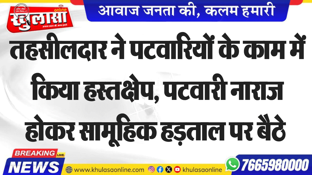 तहसीलदार ने पटवारियों के काम में  किया हस्तक्षेप, पटवारी नाराज होकर सामूहिक हड़ताल पर बैठे