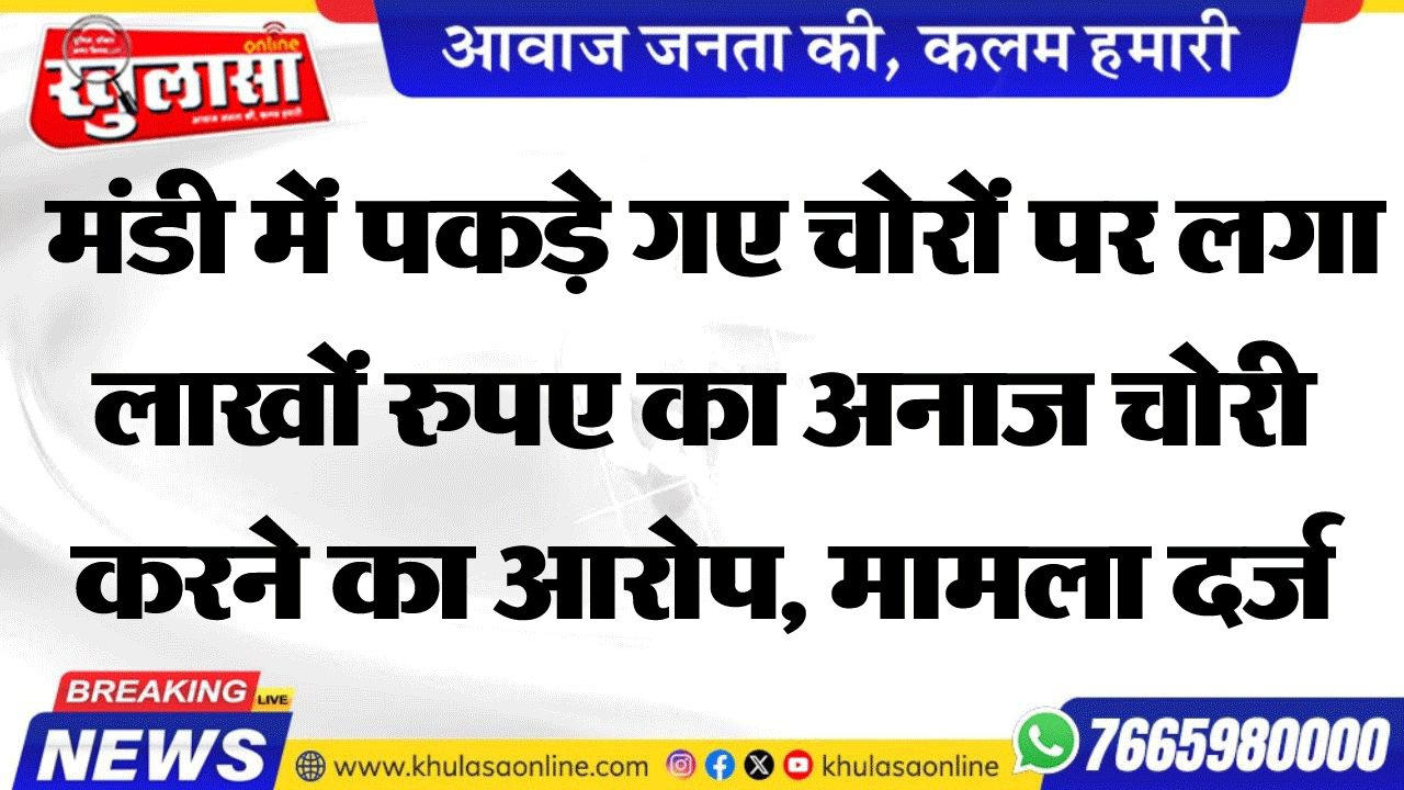 मंडी में पकड़े गए चोरों पर लगा लाखों रुपए का अनाज चोरी करने का आरोप, मामला दर्ज