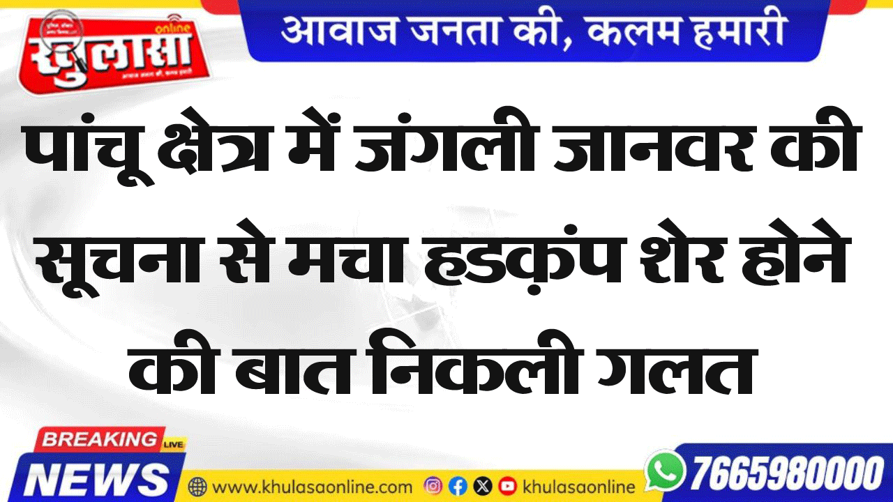पांचू क्षेत्र में जंगली जानवरकी सूचना से मचा हडक़ंप शेर होने की बात निकली गलत