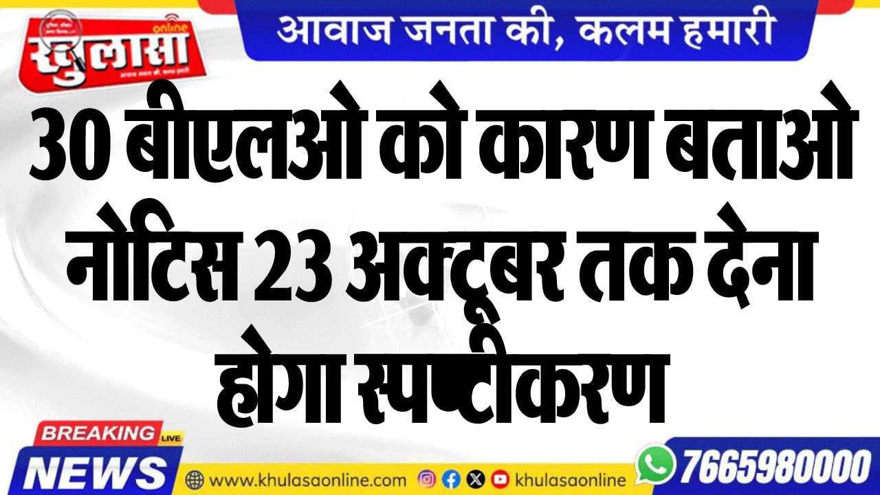 30 बीएलओ को कारण बताओ नोटिस 23 अक्टूबर तक देना होगा स्पष्टीकरण
