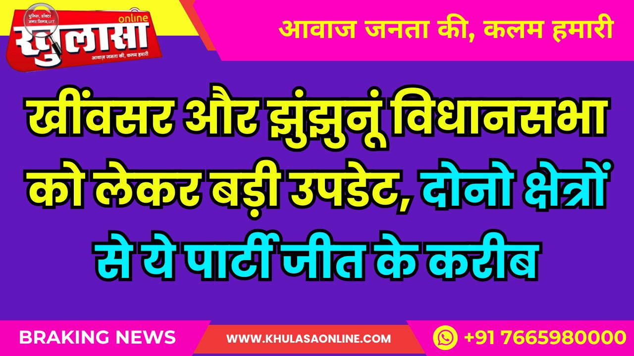 खींवसर और झुंझुनूं विधानसभा को लेकर बड़ी उपडेट, दोनो क्षेत्रों से ये पार्टी जीत के करीब