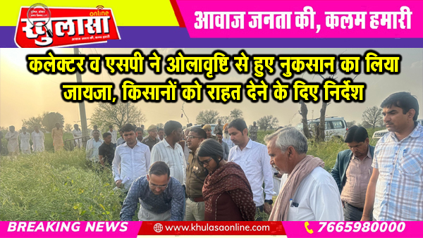 कलेक्टर व एसपी ने ओलावृष्टि से हुए नुकसान का लिया जायजा, किसानों को राहत देने के दिए निर्देश