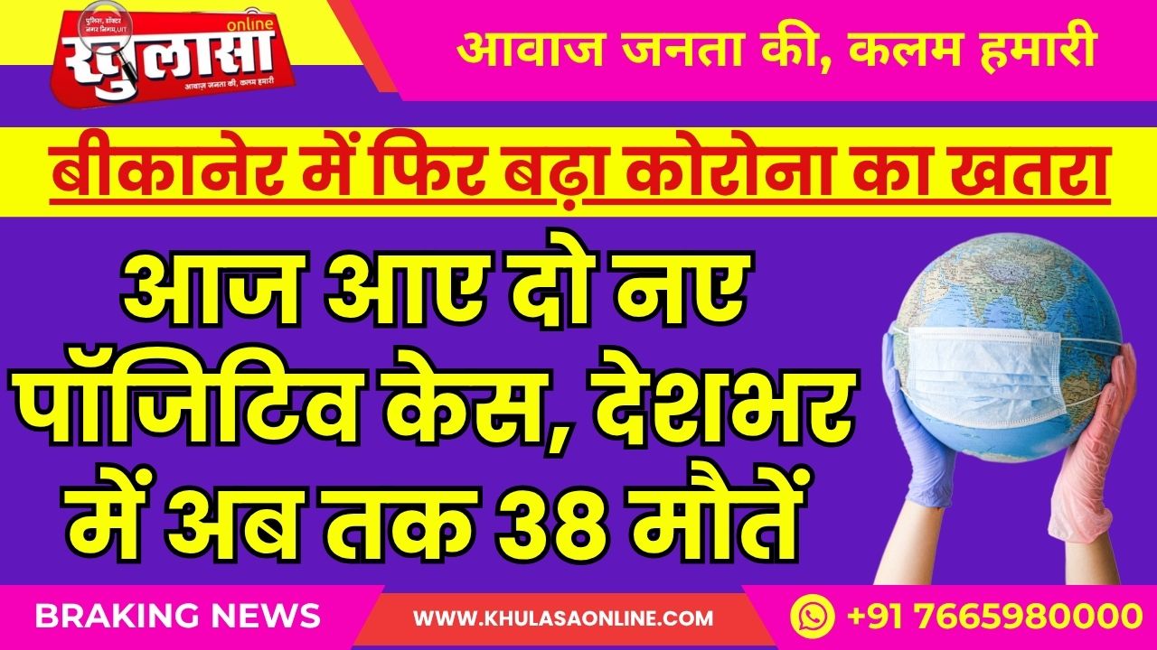 बीकानेर में फिर बढ़ा कोरोना का खतरा: आज आए दो नए पॉजिटिव केस, देशभर में अब तक 38 मौतें